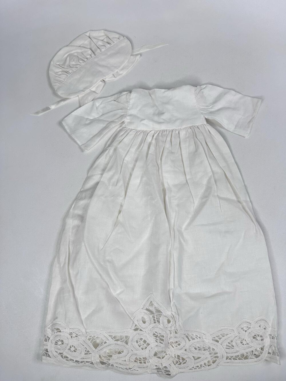 Caron International 100% Cotton Doll Dress W/Bonnet Christening Hierlom Vintage